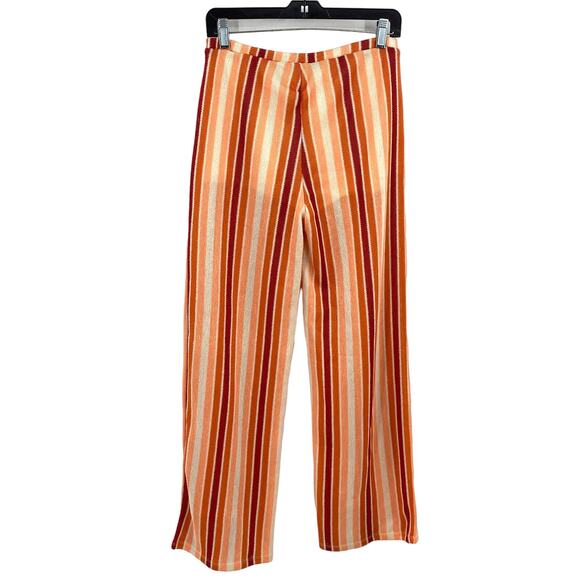 Free People Sunset Orange Knit Striped Summer Pull On Pants Trendy Size S Small - Picture 6 of 7